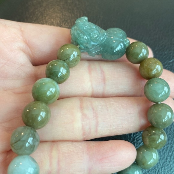 Natural Jade Lucky Pixiu Beaded Bead Adjustable Bracelet - Picture 8 of 8